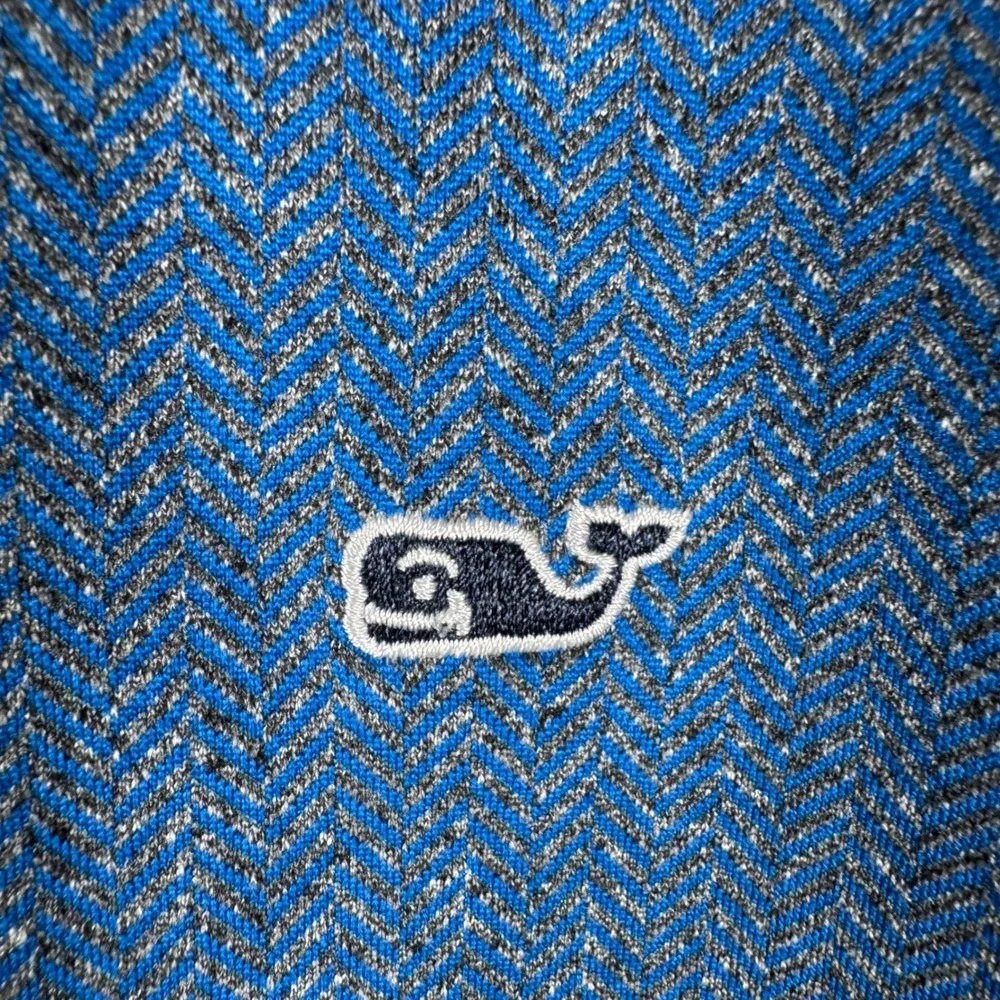 Vineyard Vines Herringbone Quarter Zip Pullover Sweater Mens M Blue